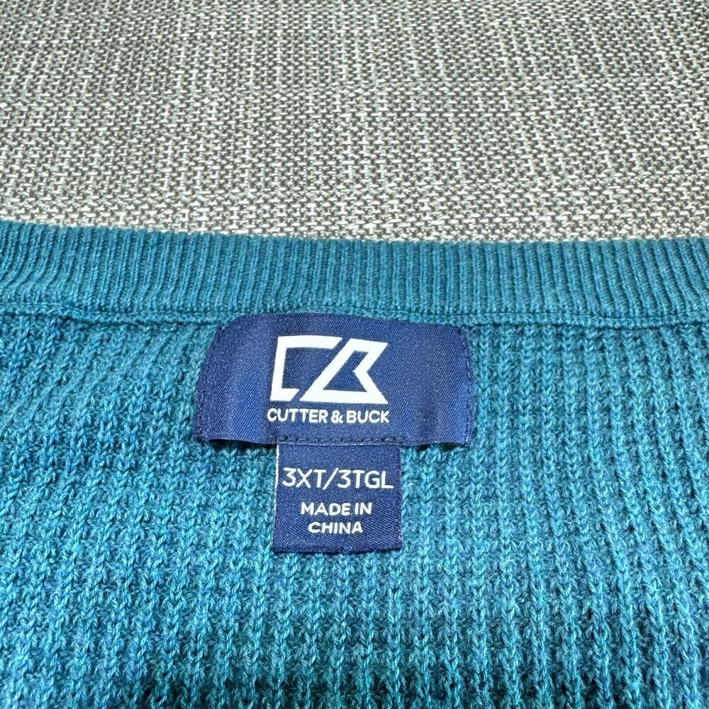 Cutter Buck Crewneck Sweater 3XL‎ Tall Teal Thermal Casual Layering Lounge - Picture 2 of 9